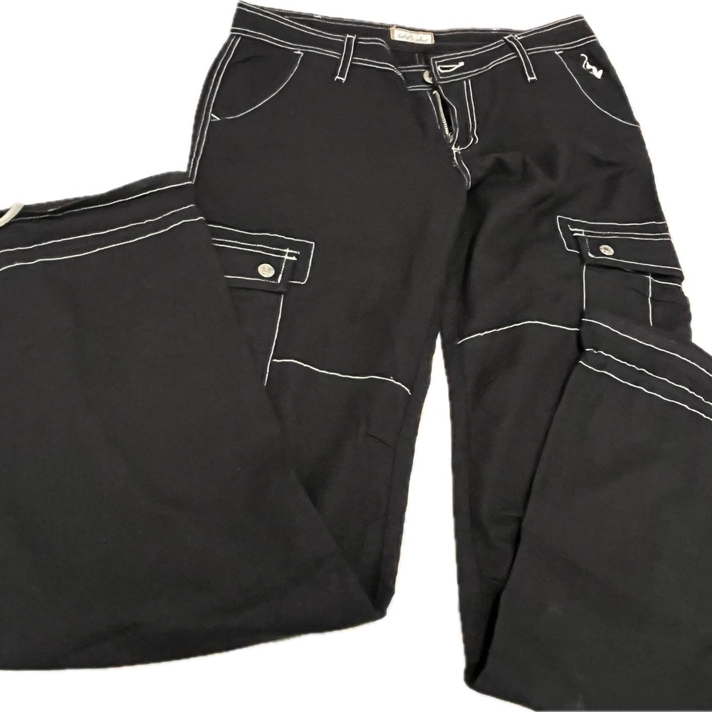 Vintage Baby Phat Black Cargo Pants with White Stitching. New without tags.